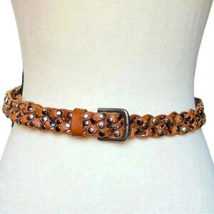 Sam‎ Brown Braided Leather Belt 
Fully Studded  Adjustable